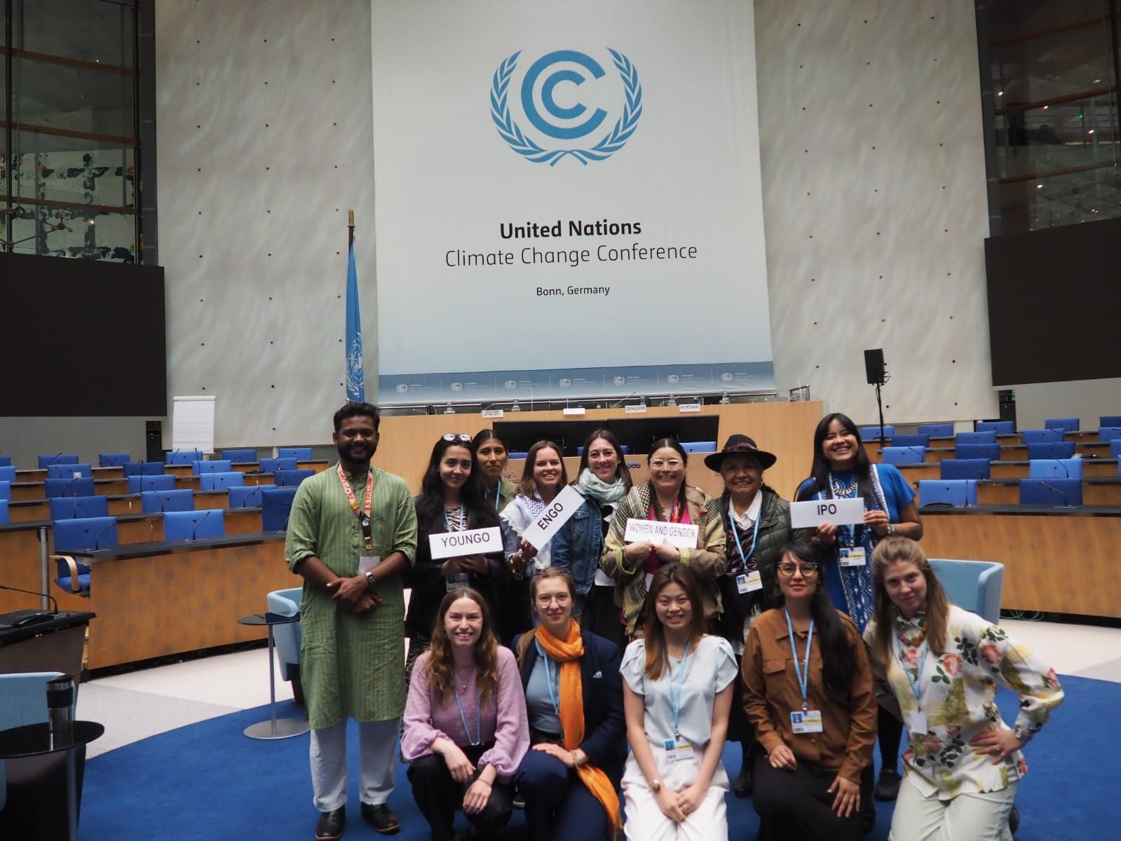 YOUNGO alongside the ENGO, IPO, and Women and Gender constituencies at SB64 Bonn