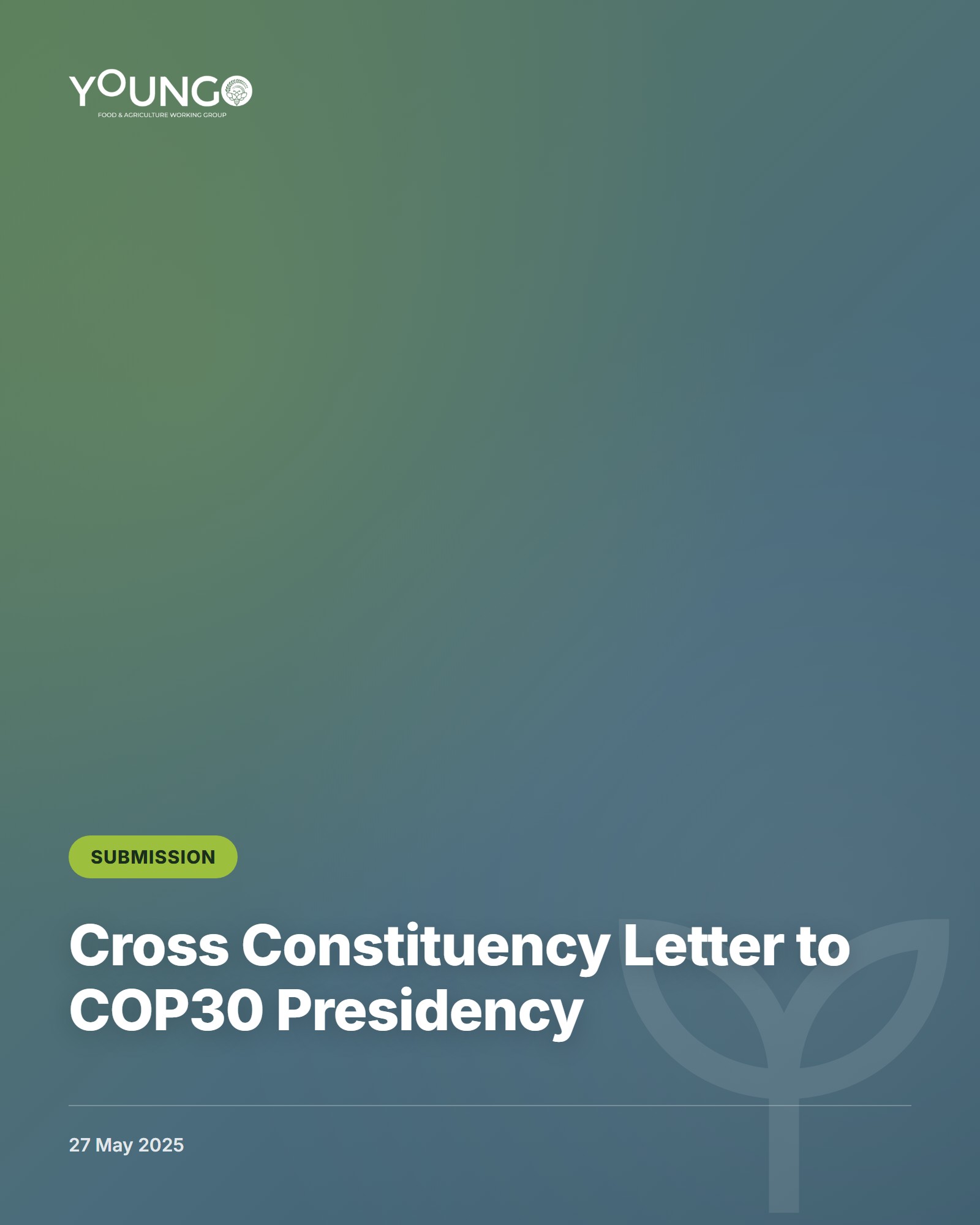 Cover of the Cross Constituency Letter to the COP30 Presidency