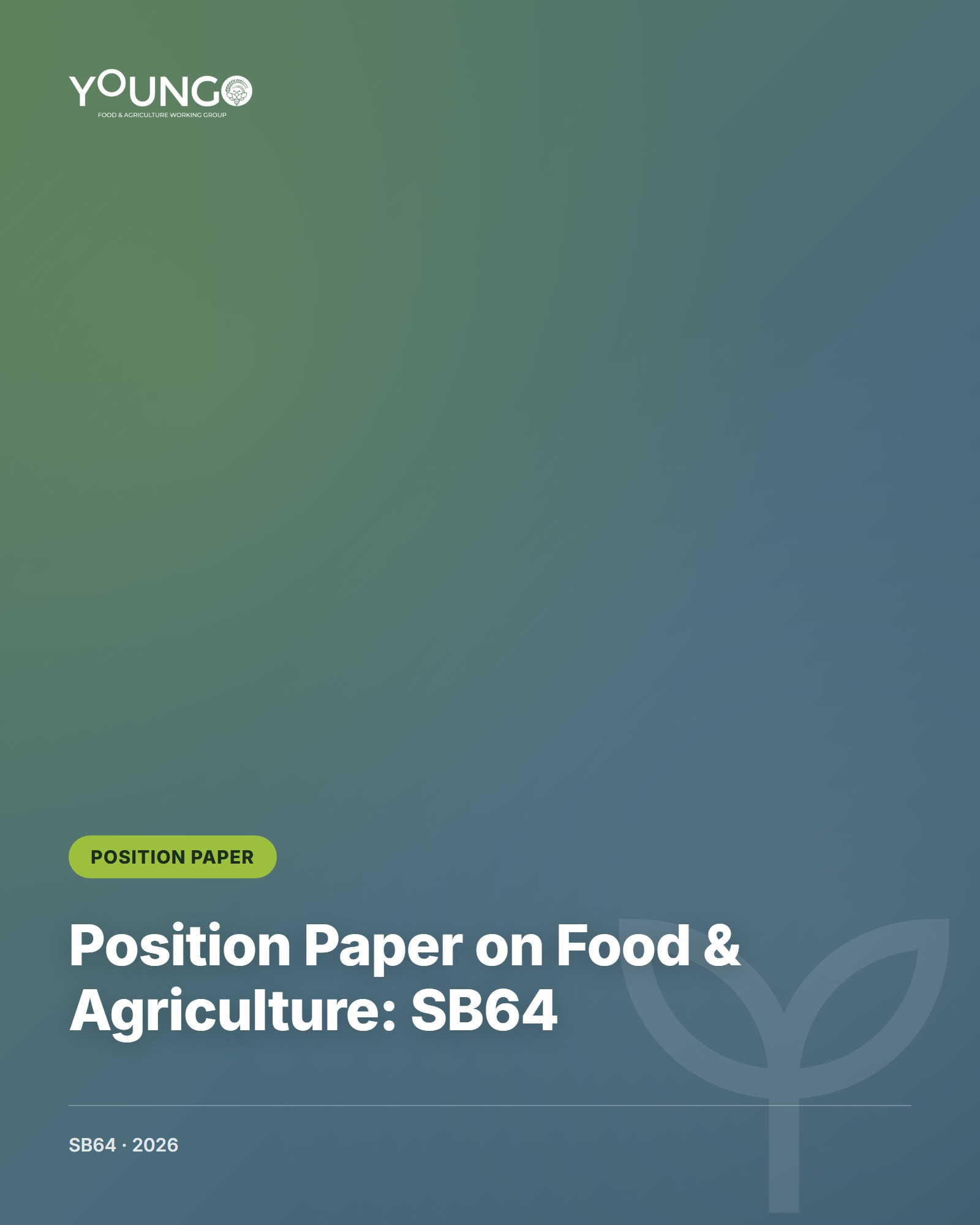 Cover of the Position Paper on Food & Agriculture: SB64