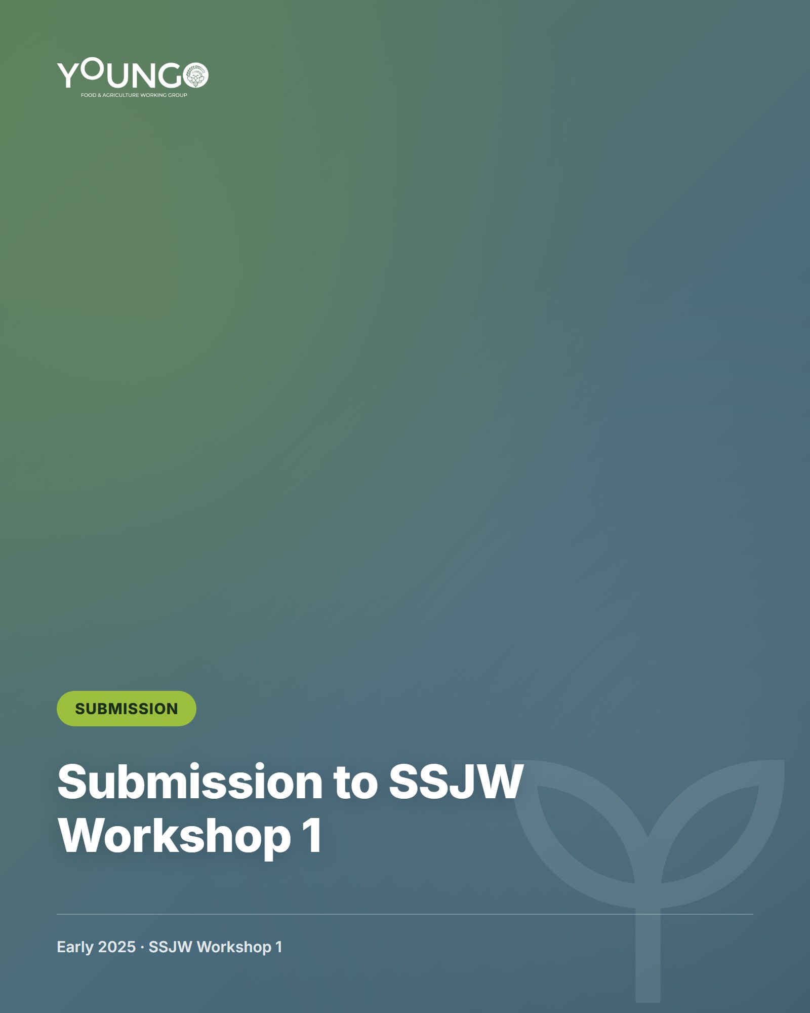Cover of the Submission to SSJW Workshop 1
