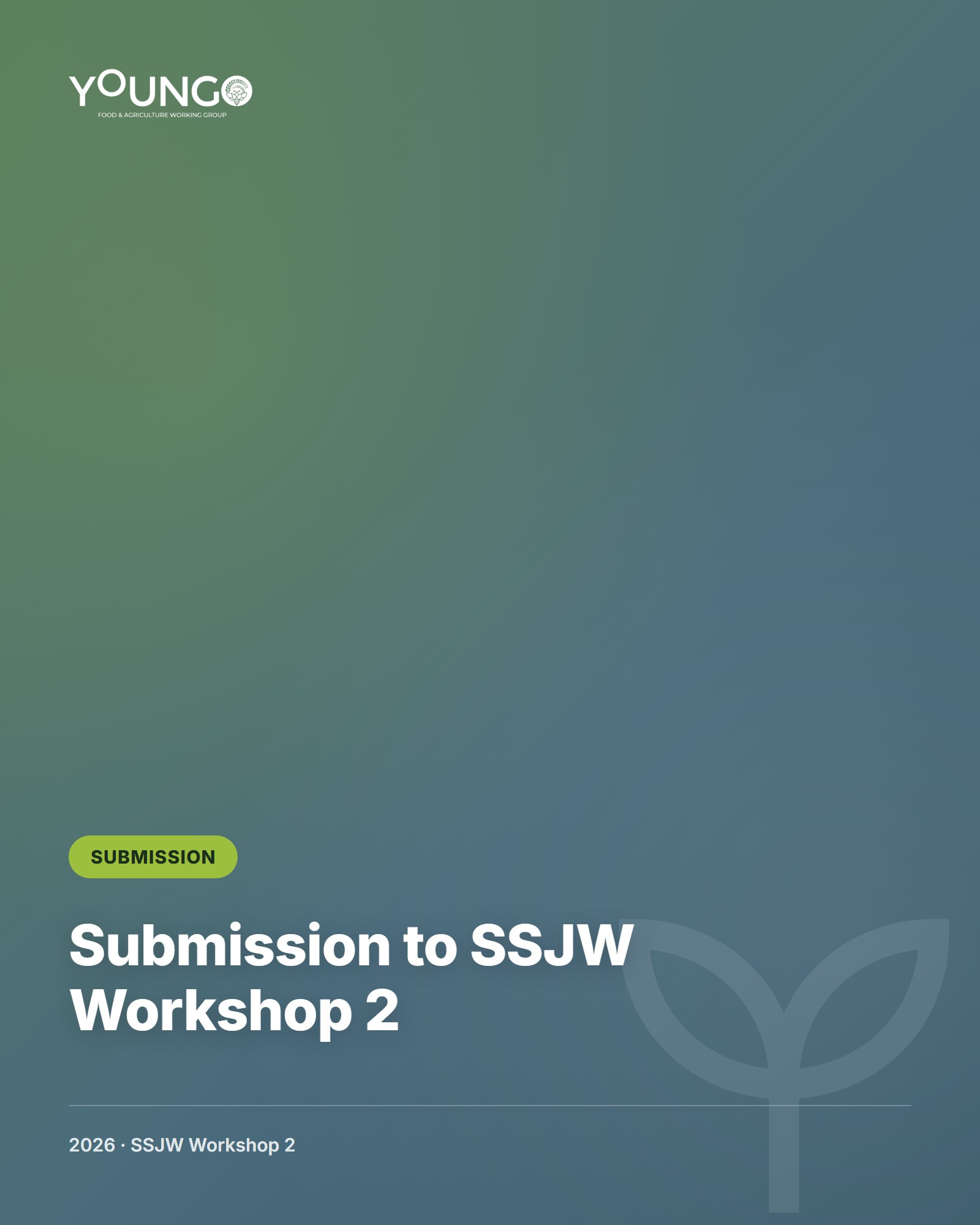 Cover of the Submission to SSJW Workshop 2